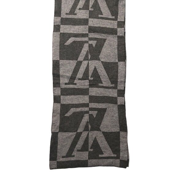 LOUIS VUITTON LV Split Dark Gray & Light Gray Scarf Pre-Owned - Picture 7 of 12